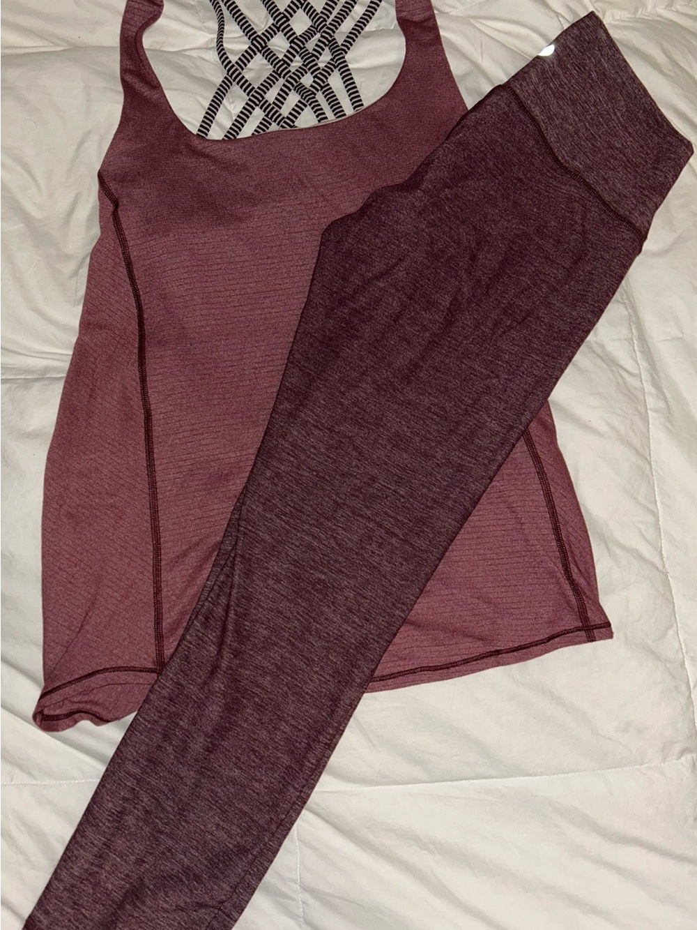 lululemon athletica Seamless Tank and Leggings Set - Dusty Rose/Burgundy